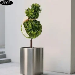 Havedekorationer^Kaninformet Topiary i Potte - Kunstig Buksbom - Udendørs Dekoration - Harpiks - Til Jubilæum/Udstilling - Grøn