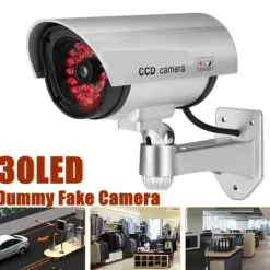 Hot KCASA 30LED Bullet Dummy Fake Surveillance Security CCTV Dome Camera Vandtæt Indendørs Udendørs med Advarsel Sikkerhedsalarm Sticker Decals Falske Overvågningskameraer