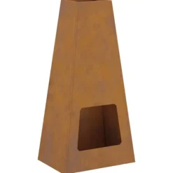 Kegleformet bålsted i forvitret stål | Størrelse: 50 x 35 x 100 cm | Farve: Brun Pejse