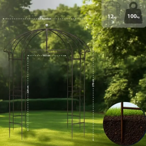 Clearance Keira Rose Arch - Bronze Metal Climbing Aid for Gardens, 200x200x270 cm Krukker & Plantebeholdere