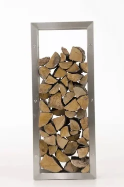 Tilbehør Til Brændeovne & Pejse^Keri Handcrafted Stainless Steel Firewood Rack Indoor, 25x60x100 cm