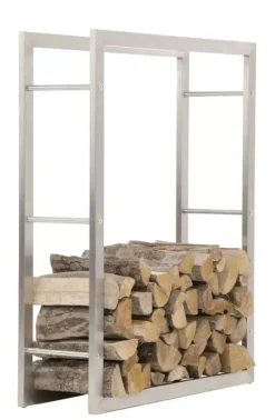 New Keri Stainless Steel Firewood Rack - Handcrafted, Durable, Modern Design (25x80x100 cm) Tilbehør Til Brændeovne & Pejse