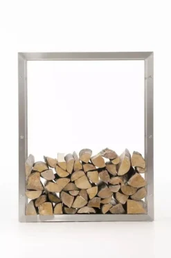 New Keri Stainless Steel Firewood Rack - Handcrafted, Durable, Modern Design (25x80x100 cm) Tilbehør Til Brændeovne & Pejse