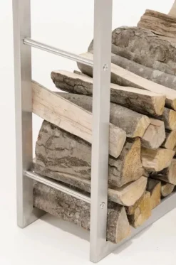 New Keri Stainless Steel Firewood Rack - Handcrafted, Durable, Modern Design (25x80x100 cm) Tilbehør Til Brændeovne & Pejse