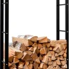 Discount Keri V2 Black Metal Firewood Log Holder Stand Rack - 25x80x100 cm Tilbehør Til Brændeovne & Pejse