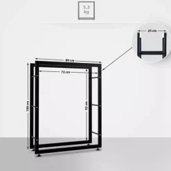 Discount Keri V2 Black Metal Firewood Log Holder Stand Rack - 25x80x100 cm Tilbehør Til Brændeovne & Pejse