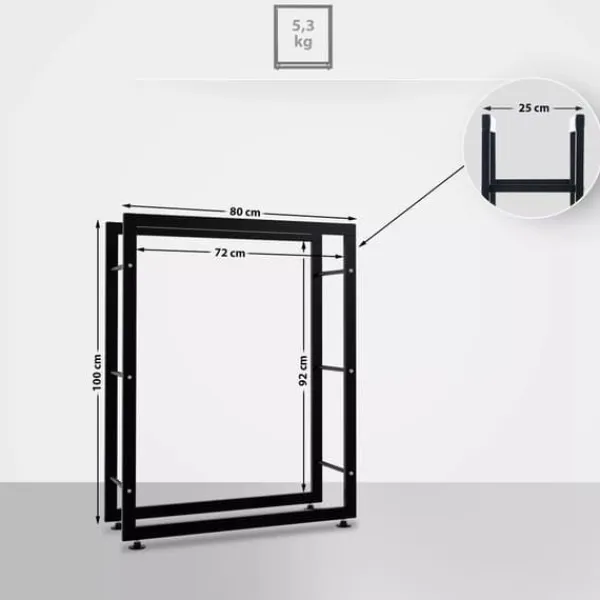 Discount Keri V2 Black Metal Firewood Log Holder Stand Rack - 25x80x100 cm Tilbehør Til Brændeovne & Pejse
