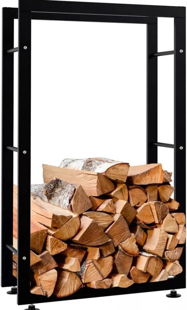 Tilbehør Til Brændeovne & Pejse^Keri V2 Firewood Rack - Black Metal, 25x60x100 cm
