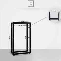 Tilbehør Til Brændeovne & Pejse^Keri V2 Firewood Rack - Black Metal, 25x60x100 cm