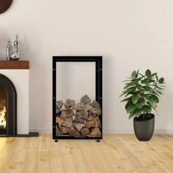 Tilbehør Til Brændeovne & Pejse^Keri V2 Firewood Rack - Black Metal, 25x60x100 cm