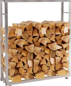 Tilbehør Til Brændeovne & Pejse^Keri V2 Stainless Steel Firewood Rack - 100x25x125 cm, Indoor Use, Stable Construction with Crossbars