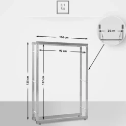 Tilbehør Til Brændeovne & Pejse^Keri V2 Stainless Steel Firewood Rack - 100x25x125 cm, Indoor Use, Stable Construction with Crossbars