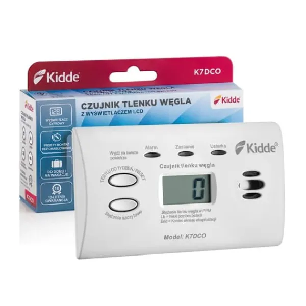 Sale Kidde K7DCO kuliltesensor med LCD-skærm Røg- & Kulmonoxiddetektorer