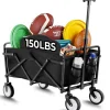 Outlet Klapbar trækvogn - Have- og strandvogn - 60 kg Maks belastning - 360° Drejbare hjul - Justerbart håndtag - 73×47×24 cm - Hvid Haveværktøj