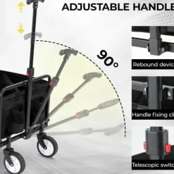 Outlet Klapbar trækvogn - Have- og strandvogn - 60 kg Maks belastning - 360° Drejbare hjul - Justerbart håndtag - 73×47×24 cm - Hvid Haveværktøj