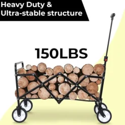 Outlet Klapbar trækvogn - Have- og strandvogn - 60 kg Maks belastning - 360° Drejbare hjul - Justerbart håndtag - 73×47×24 cm - Hvid Haveværktøj