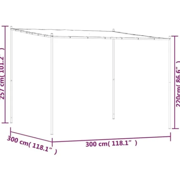 Outlet Klassisk pavillon 3x3 m - Vandafvisende polyester med stålstel | Farve: Beige | Størrelse: 3x3 m Buer, Spalier, Lysthuse Uden Tag