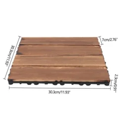Clearance Klikfliser i hårdt træ til terrasse, 36 stk, 12"x12"x1", lysebrun, vandtætte til ude/inde Havedekorationer