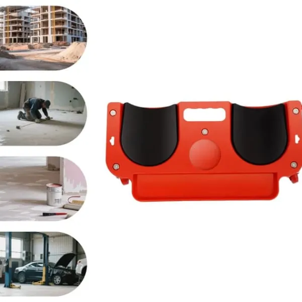 Discount Knævogn - Rullende knæpude med 5 svingbare hjul - Max 100 kg - 51×14 cm - Plast - Rød Støtte Med Hjul, Sæder & Knæbeskyttelse Til Havepleje