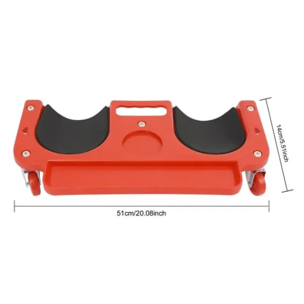 Discount Knævogn - Rullende knæpude med 5 svingbare hjul - Max 100 kg - 51×14 cm - Plast - Rød Støtte Med Hjul, Sæder & Knæbeskyttelse Til Havepleje