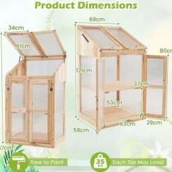 Clearance Koldramme Drivhus, 69x58x121 cm, Natur Drivhus