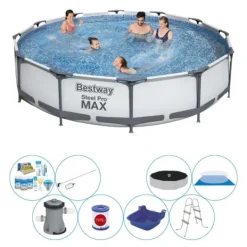 Clearance Kombi poolsæt - Steel Pro MAX Rund 366x76 cm Pooler