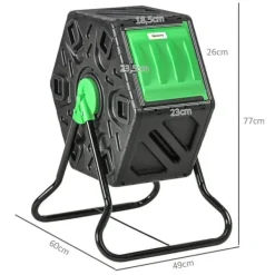 Hot Kompostbeholder 65 L – drejelig hurtigkompost, vejrbestandig plast 60×49×77 cm Kompostering
