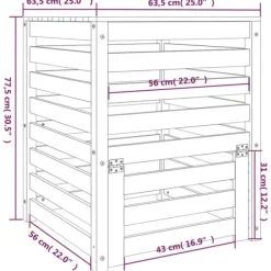 Kompostering^Kompostbeholder i massivt fyrretræ - Stor kapacitet | Størrelse: 63,5x63,5x77,5 cm | Farve: Hvid