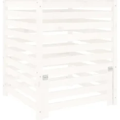 Kompostering^Kompostbeholder i massivt fyrretræ - Ideel til haveaffald | Størrelse: 82,5x82,5x99,5 cm | Farve: Hvid