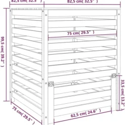 Online Kompostbeholder i massivt fyrretræ - Robust design | Størrelse: 82,5x82,5x99,5 cm Kompostering