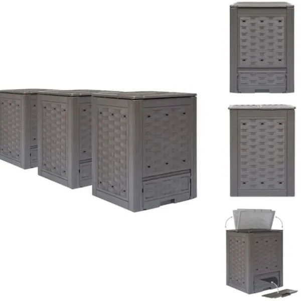 Kompostering^Kompostbeholdere - Living kompostbeholdere 3 stk. 60 x 60 x 83 cm 900 l brun