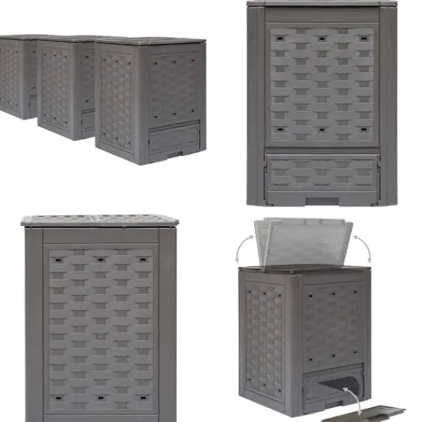 Kompostering^Kompostbeholdere 3 stk. 60 x 60 x 83 cm 900 l brun - Kompostbeholder Til Haven - Kompostbeholdere Til Haven - Home & Living