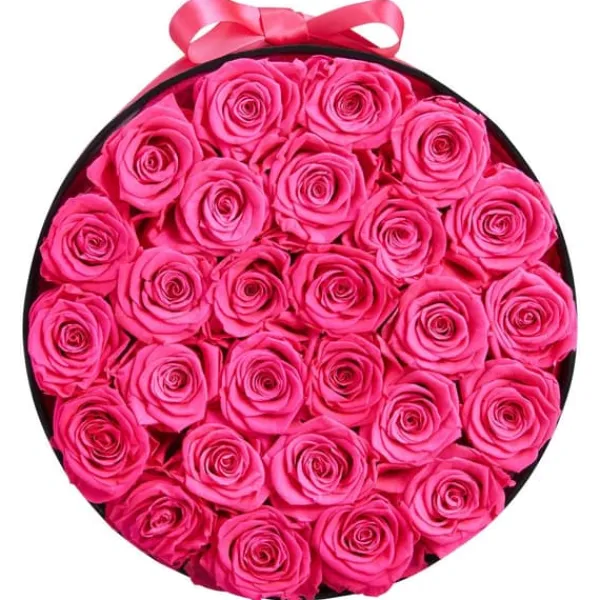 Blomster^Konserverede roser - Gaveæske - 27 Stk - Evighedsroser - Langtidsholdbare - Gave til hende - Jubilæum, valentinsdag, fødselsdag - Rosenrød