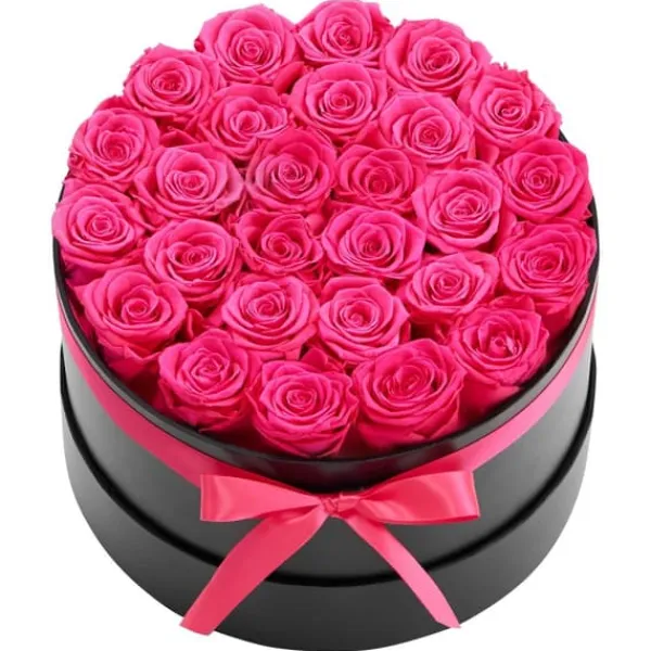 Blomster^Konserverede roser - Gaveæske - 27 Stk - Evighedsroser - Langtidsholdbare - Gave til hende - Jubilæum, valentinsdag, fødselsdag - Rosenrød