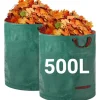 Hot Kraftige haveaffaldsposer - 500L x 2-pak Genanvendelige haveaffaldsposer med håndtag Havekurve