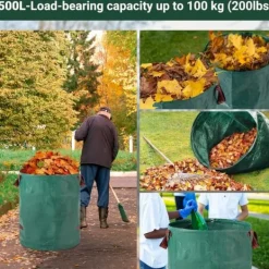Hot Kraftige haveaffaldsposer - 500L x 2-pak Genanvendelige haveaffaldsposer med håndtag Havekurve