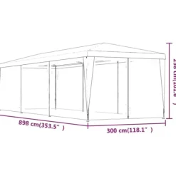Sale Kraftigt festtelt med 8 sidevægge i trådnet - 3x9 m | Farve: Rød Telte & Lysthuse