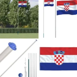 Clearance Kroatien flag og flagstang 6,23 m aluminium - Kroatien Flag - Kroatien-flag - Home & Living Flag & Vindposer