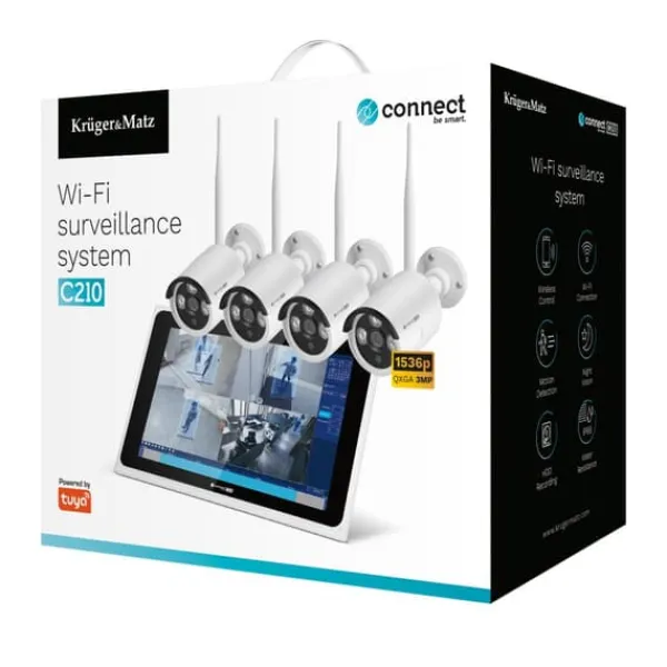 Sikkerhedsmonitorer & Videokameraer^Kruger & Matz Connect C210 Tuya WiFi overvågningssæt