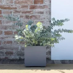 Kubeformet urtepotte - DEROMA - Millennium R - Askegrå - Selvvandende - 25 cm Krukker & Plantebeholdere