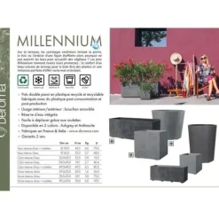Kubeformet urtepotte - DEROMA - Millennium R - Askegrå - Selvvandende - 25 cm Krukker & Plantebeholdere