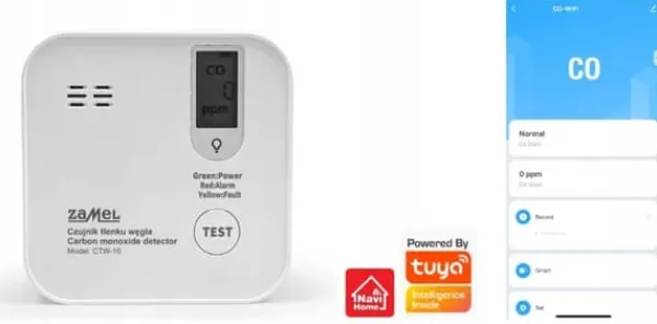 Røg- & Kulmonoxiddetektorer^Kulilte detektor sensor WiFi TUYA CTW-10 GARDI Zamel app