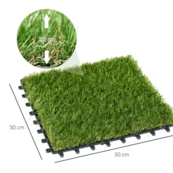 Discount Kunstgræs 10 stk. 30×30 cm, 25 mm – altan og have, mørkegrøn, nem at vedligeholde Havedekorationer