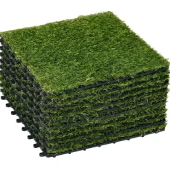 Best Kunstgræs 10 stk. 30×30 cm, 25 mm – altan og have, mørkegrøn, nem at vedligeholde Havedekorationer