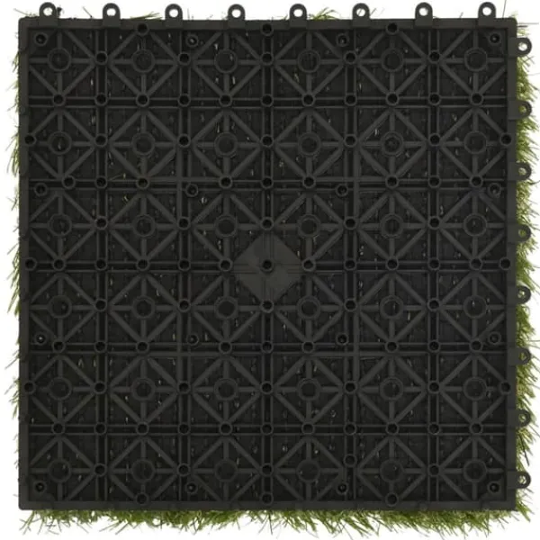 Havedekorationer^Kunstgræsfliser 11 stk. 30x30 cm - Vedligeholdelsesfri græsplæne | Farve: Grøn | Størrelse: 30x30 cm