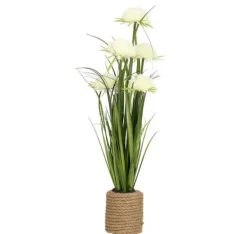 Sale Kunstig blomst I HAVE H70cm, hvid krysantemum, græs med potte Krukkeplanter Indendørs