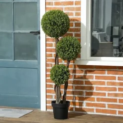 New Kunstig buksbom 115 cm med potte, dekorativ plante til hjem, kontor & have Krukkeplanter Indendørs