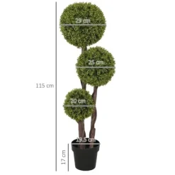 New Kunstig buksbom 115 cm med potte, dekorativ plante til hjem, kontor & have Krukkeplanter Indendørs