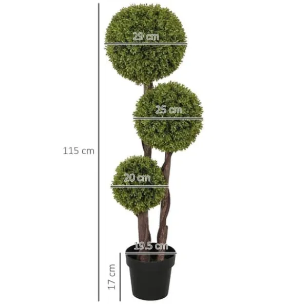 New Kunstig buksbom 115 cm med potte, dekorativ plante til hjem, kontor & have Krukkeplanter Indendørs
