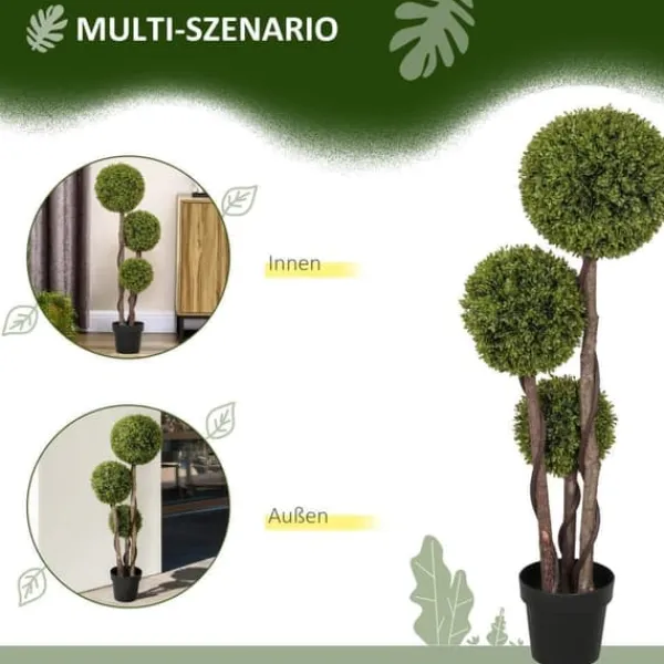 New Kunstig buksbom 115 cm med potte, dekorativ plante til hjem, kontor & have Krukkeplanter Indendørs